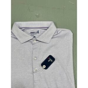 NWT johnnie-O Performance Polo Shirt XL - Purple White Striped - Stretch Golf